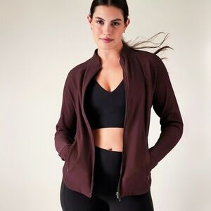 ATHLETA Salutation Ribbed Jacket Cabernet Burgundy